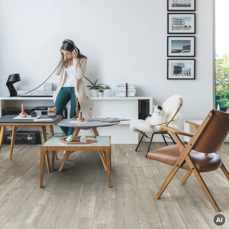Panele winylowe SPC LVT z podkładem Sosna Poranna Mgła Kla