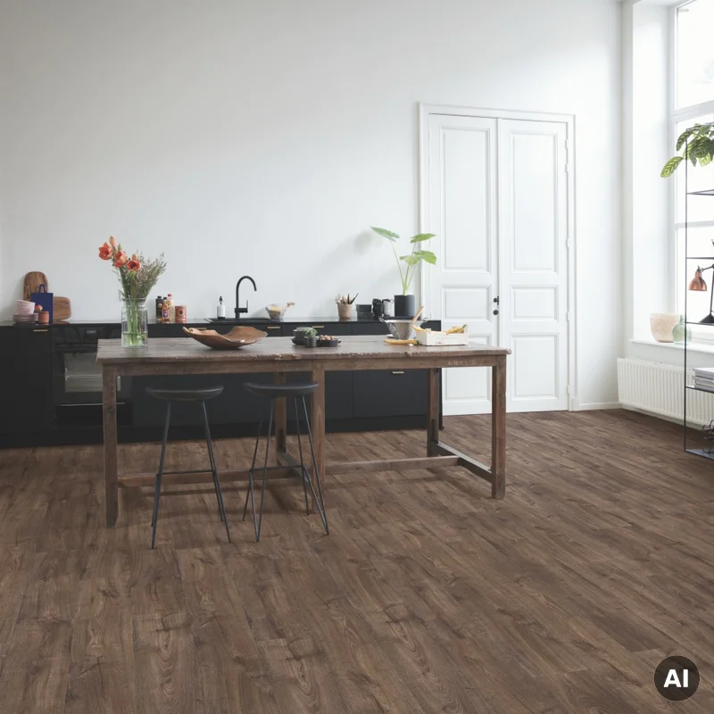Panele winylowe SPC LVT z podkładem Dąb Czekoladowy Jesien