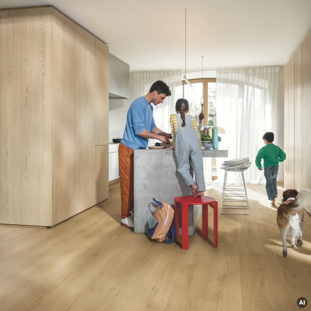 Panele winylowe SPC LVT z podkładem Dąb Szczotkowany Miodowy Klasa 33 6 mm TAK, AVMPU40318, Panele winylowe, Bloom z podkładem, Quick-Step Unilin