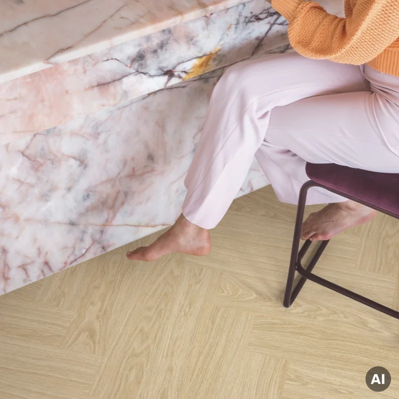 Panele winylowe SPC LVT z podkładem Jodełka Dąb Rumiany H