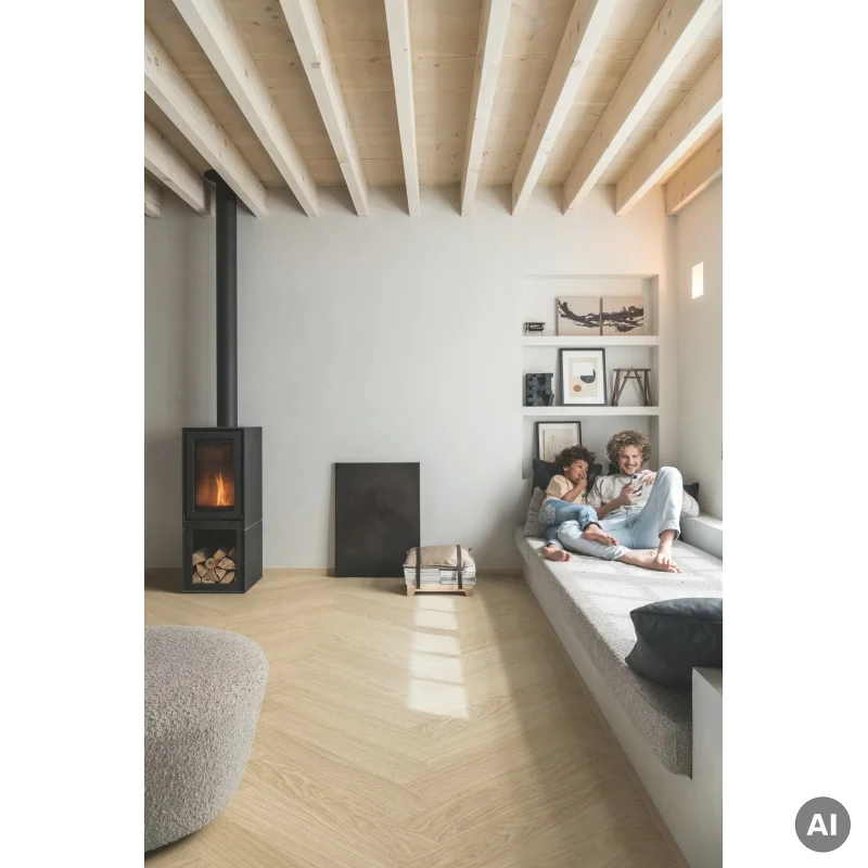 Panele winylowe SPC LVT z podkładem Jodełka Dąb Rumiany H