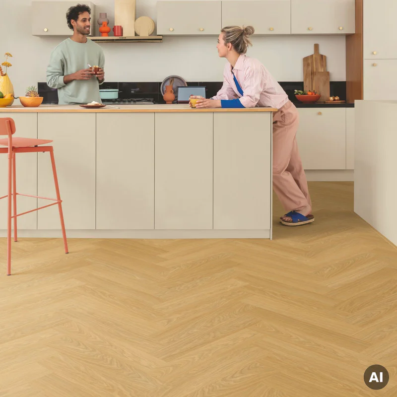 Panele winylowe SPC LVT z podkładem Jodełka Dąb Miodowy H