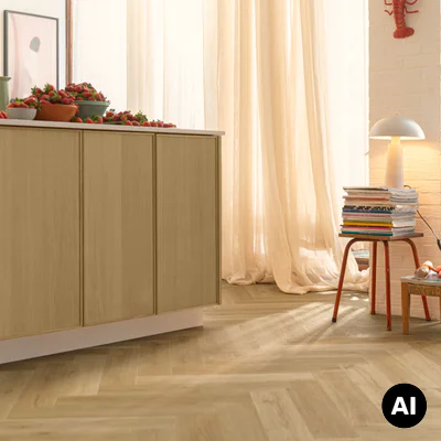 Panele winylowe SPC LVT z podkładem Jodełka Botaniczny Beż HB Klasa 33 6 mm TAK, AVHBU40362
