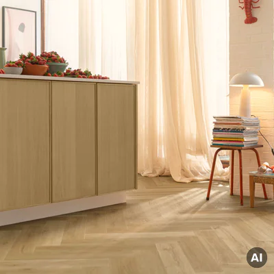 Panele winylowe SPC LVT z podkładem Jodełka Botaniczny Beż HB Klasa 33 6 mm TAK, AVHBU40362