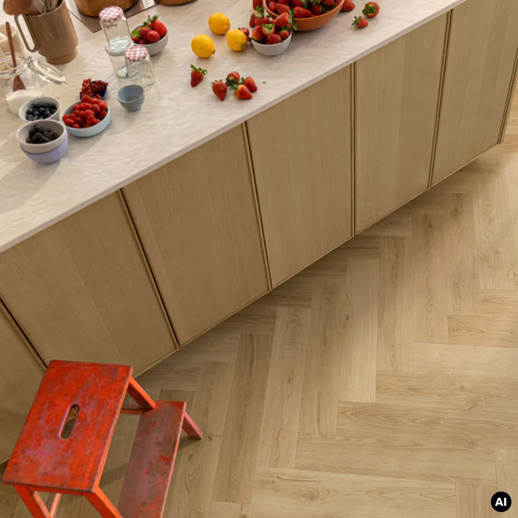 Panele winylowe SPC LVT z podkładem Jodełka Botaniczny Beż HB Klasa 33 6 mm TAK, AVHBU40362, Panele winylowe, Ciro Herringbone, Quick-Step Unilin