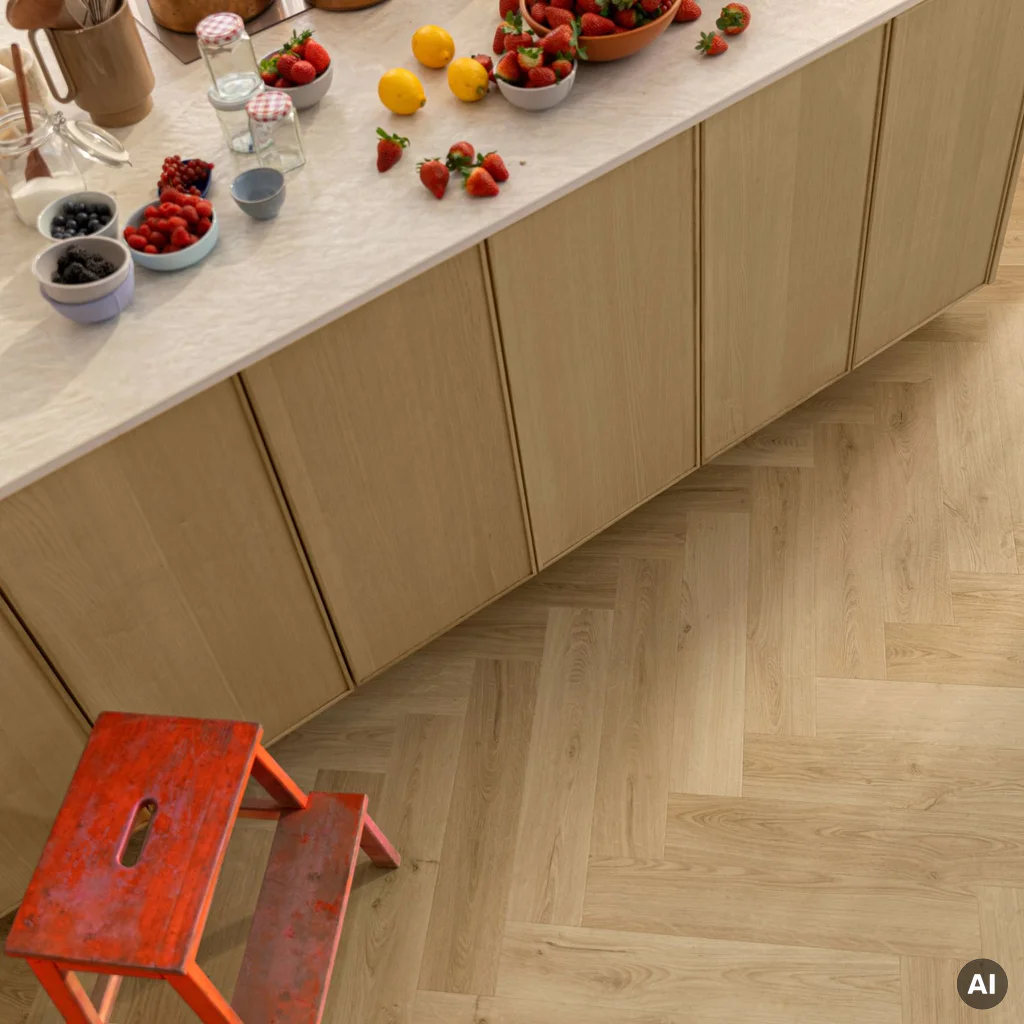 Panele winylowe SPC LVT z podkładem Jodełka Botaniczny Beż HB Klasa 33 6 mm TAK, AVHBU40362, Panele winylowe, Ciro Herringbone, Quick-Step