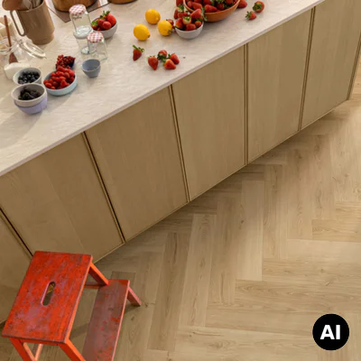 Panele winylowe SPC LVT z podkładem Jodełka Botaniczny Beż HB Klasa 33 6 mm TAK, AVHBU40362