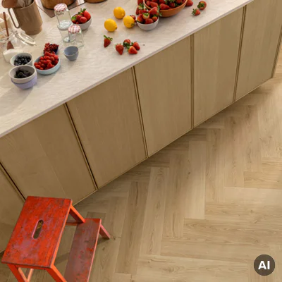 Panele winylowe SPC LVT z podkładem Jodełka Botaniczny Beż HB Klasa 33 6 mm TAK, AVHBU40362