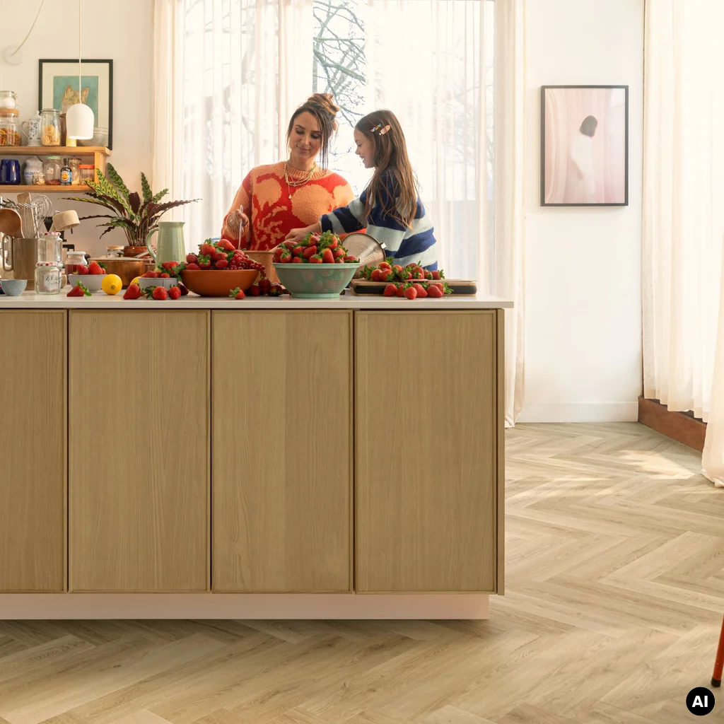 Panele winylowe SPC LVT z podkładem Jodełka Botaniczny Beż HB Klasa 33 6 mm TAK, AVHBU40362, Panele winylowe, Ciro Herringbone, Quick-Step Unilin