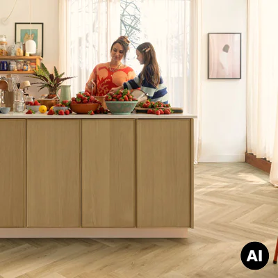 Panele winylowe SPC LVT z podkładem Jodełka Botaniczny Beż HB Klasa 33 6 mm TAK, AVHBU40362