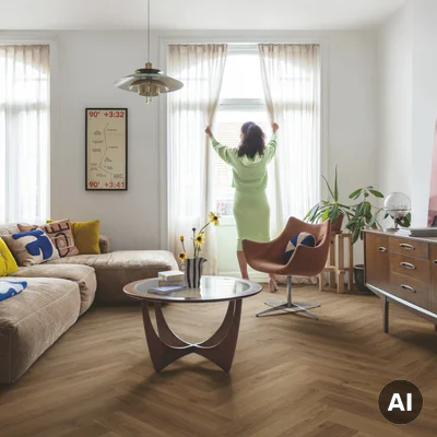 Panele winylowe SPC LVT z podkładem Jodełka Dąb Karmel Botaniczny HB Klasa 33 6 mm TAK, AVHBU40364