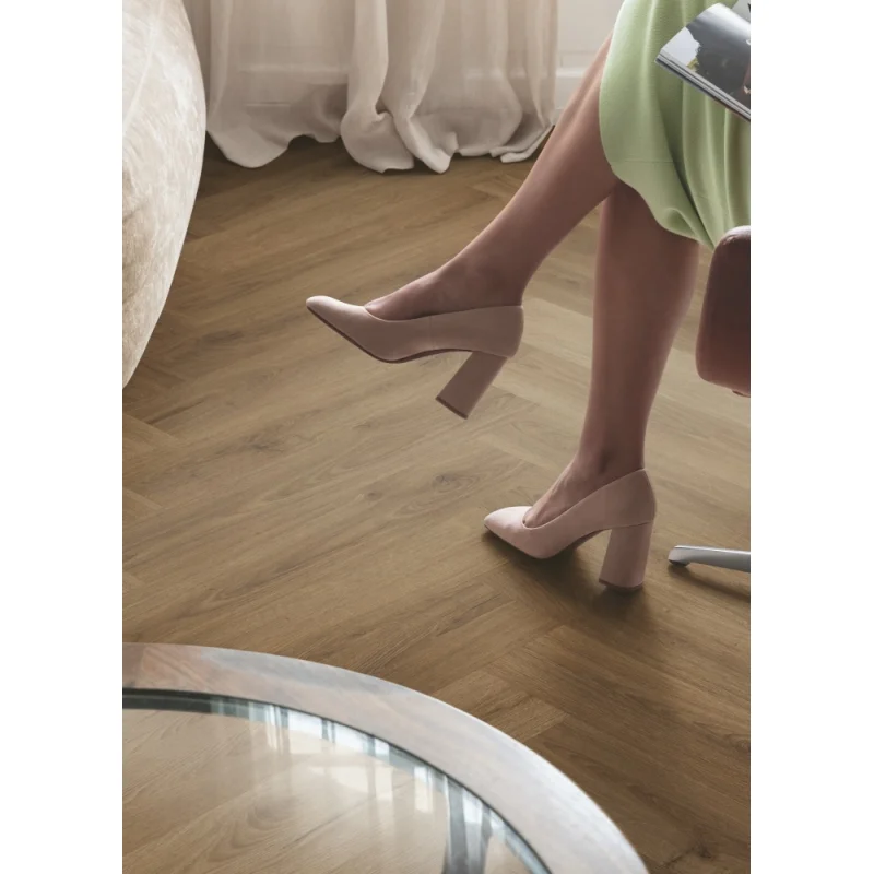 Panele winylowe SPC LVT z podkładem Jodełka Dąb Karmel Bo