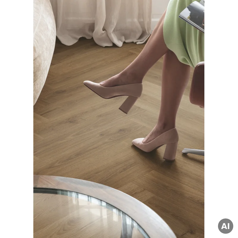 Panele winylowe SPC LVT z podkładem Jodełka Dąb Karmel Bo