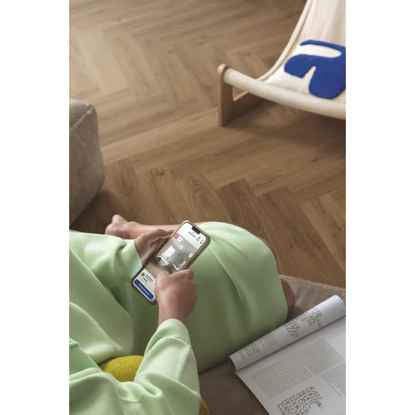 Panele winylowe SPC LVT z podkładem Jodełka Dąb Karmel Bo