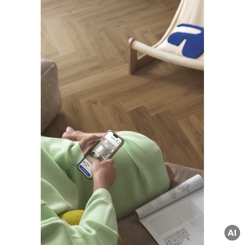 Panele winylowe SPC LVT z podkładem Jodełka Dąb Karmel Bo