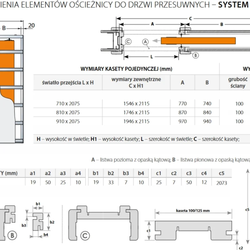 Drzwi przesuwne chowane w ścianę Norma Decor 1 70 cm Kompl