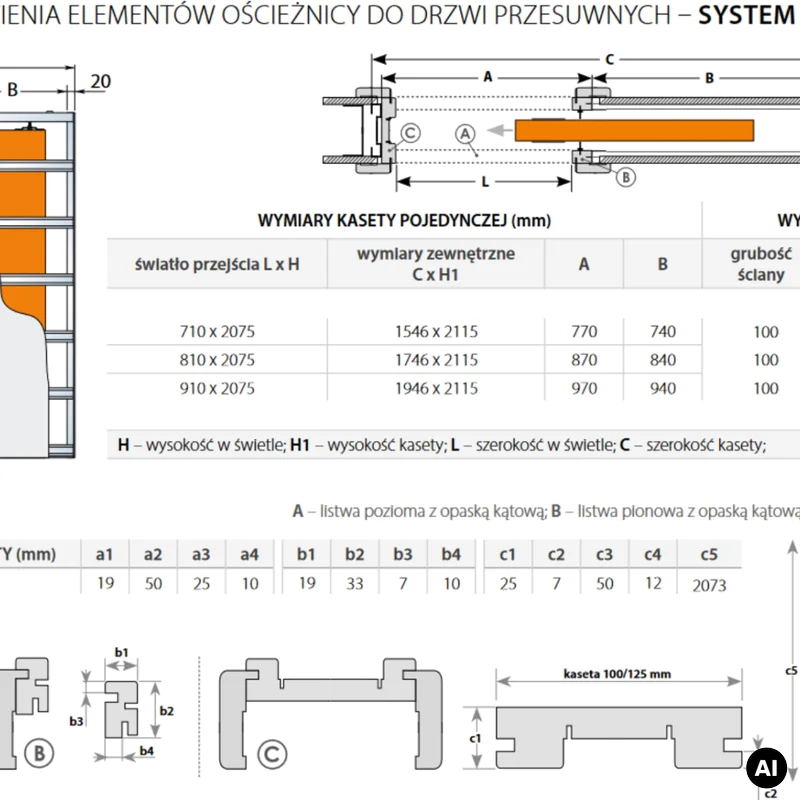 Drzwi przesuwne chowane w ścianę Norma Decor 1 70 cm Kompl