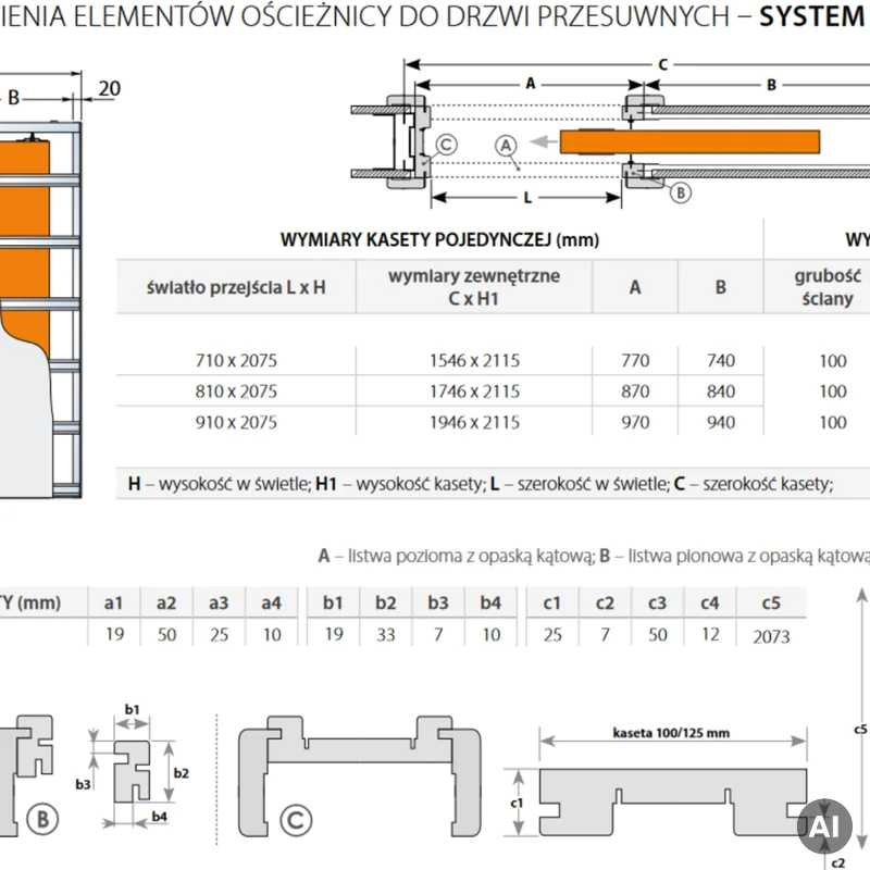Drzwi przesuwne chowane w ścianę Norma Decor 1 90 cm Kompl