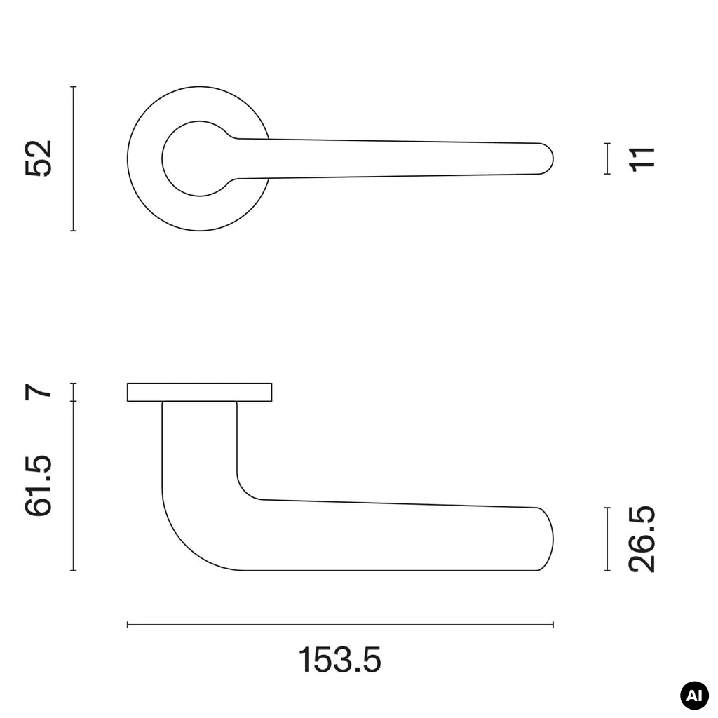 Klamka Aprile Azalia R Slim 7mm Czarna, MH0EAZALIACZ0000000000, Klamka, Aprile, Aprile