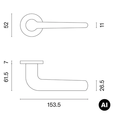 Klamka Aprile Azalia R Slim 7mm Czarna, MH0EAZALIACZ0000000000