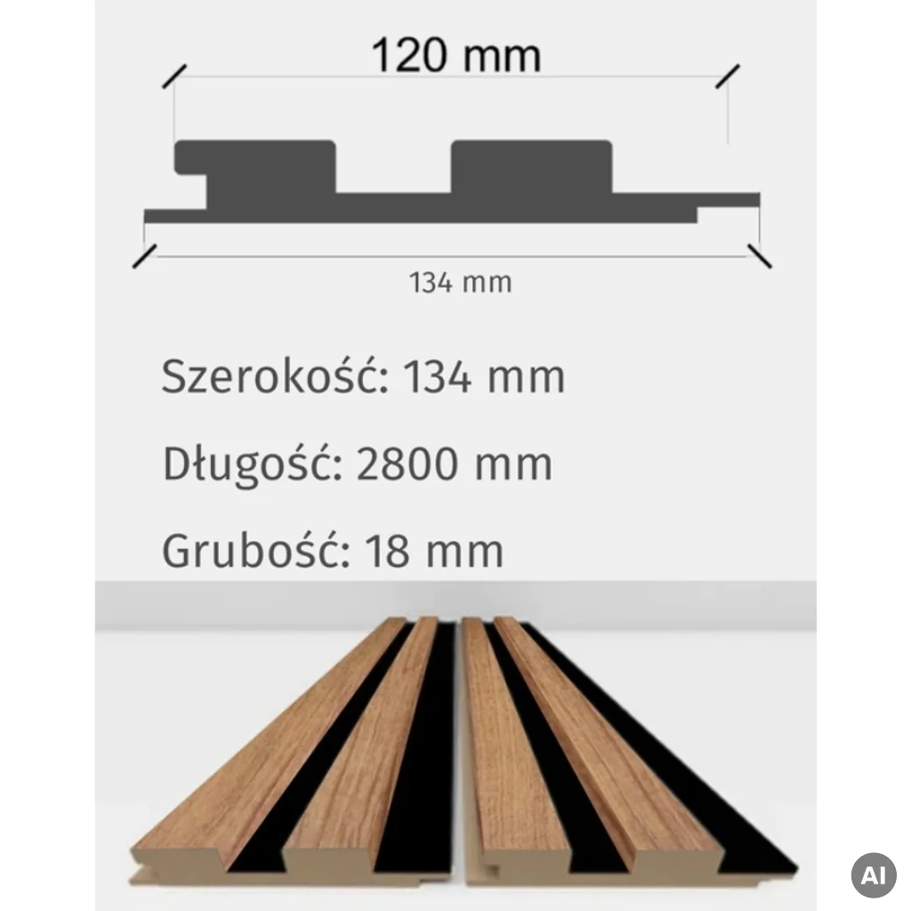 Lamele Akustyczne Dąb Naturalny na Filcu L 397, 120043498, Lamele, Lamele akustyczne MDF, AGT