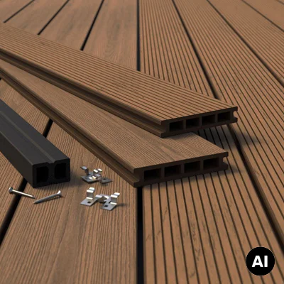 Deska tarasowa dwustronna BERGDECK S140 Ciemny Teak 2,2m 25 mm, BB1104