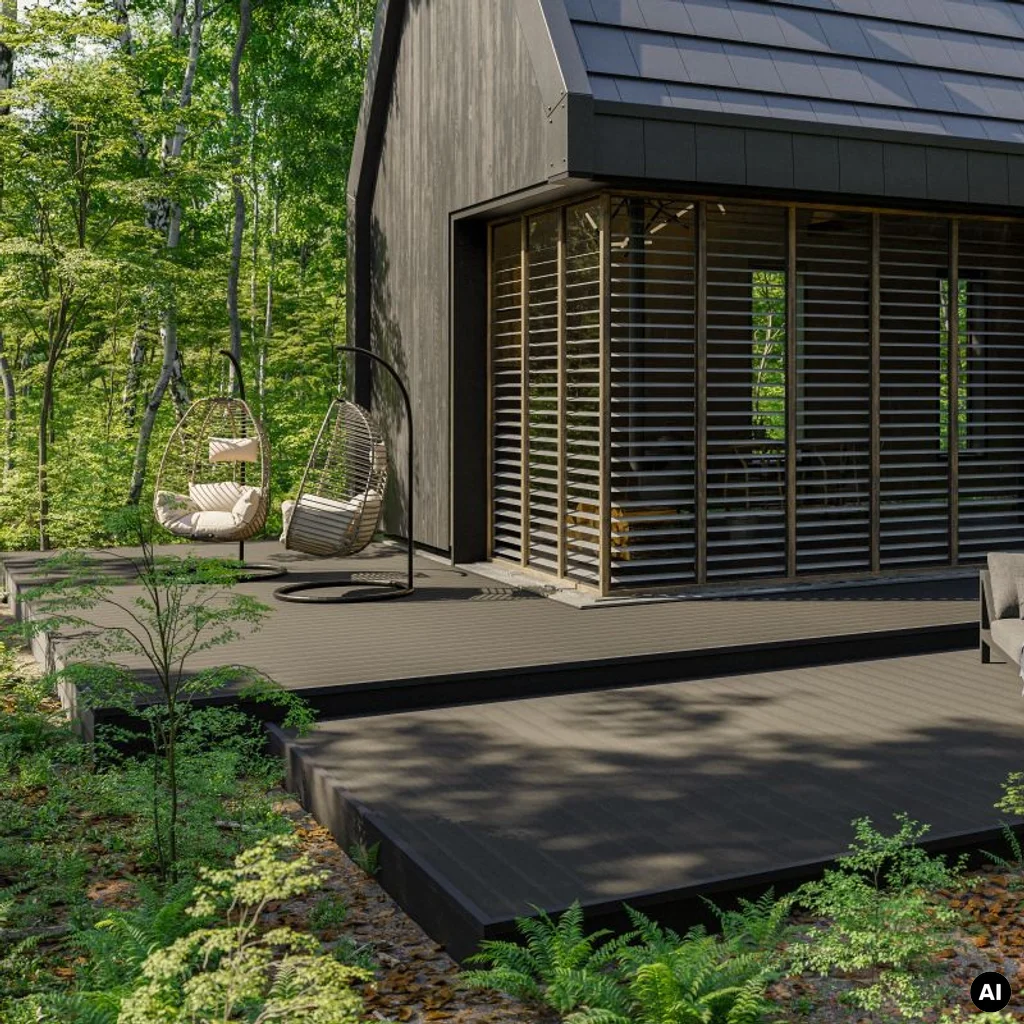 Deska tarasowa dwustronna BERGDECK B150 szczotkowana Czarny 2,4m 25 mm, BD1002, Deska tarasowa, Deska tarasowa BERGDECK WPC, Bergdeck
