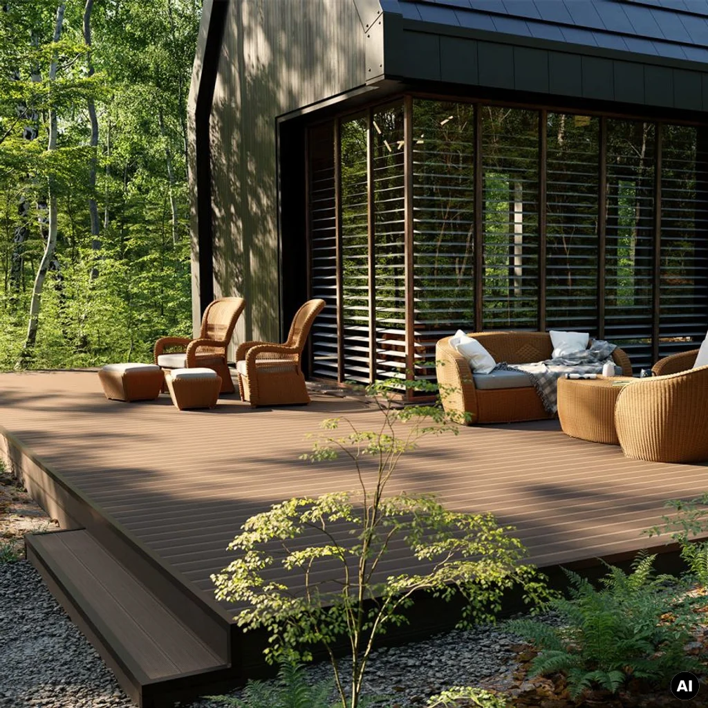 Deska tarasowa dwustronna BERGDECK B150 szczotkowana Orzech 2,4m 25 mm, BD1003, Deska tarasowa, Deska tarasowa BERGDECK WPC, Bergdeck