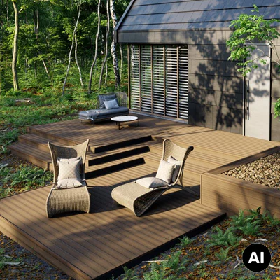 Deska tarasowa dwustronna BERGDECK B150 Szczotkowana Wild Teak 2,4m 25 mm, BD1007