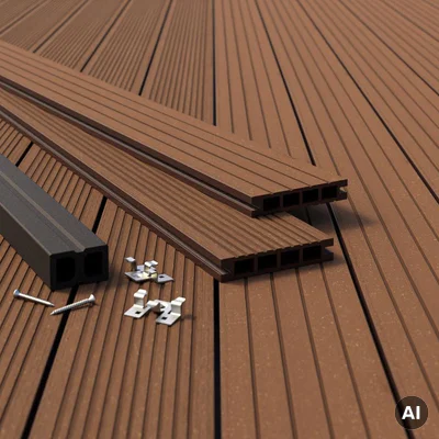Deska balkonowa tarasowa dwustronna Eco Mini szczotkowana Kasztan 2m 20 mm, NT1092