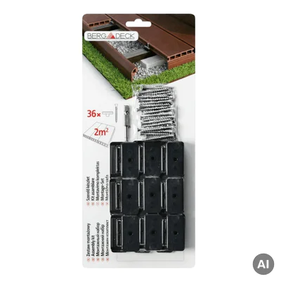Zestaw montażowy PVC do deski tarasowej  Czarny 36 szt BDZ000