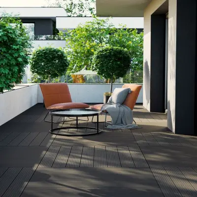 Deska balkonowa tarasowa dwustronna WPC szczotkowana Czarny 1,2m 25 mm, BD1T02