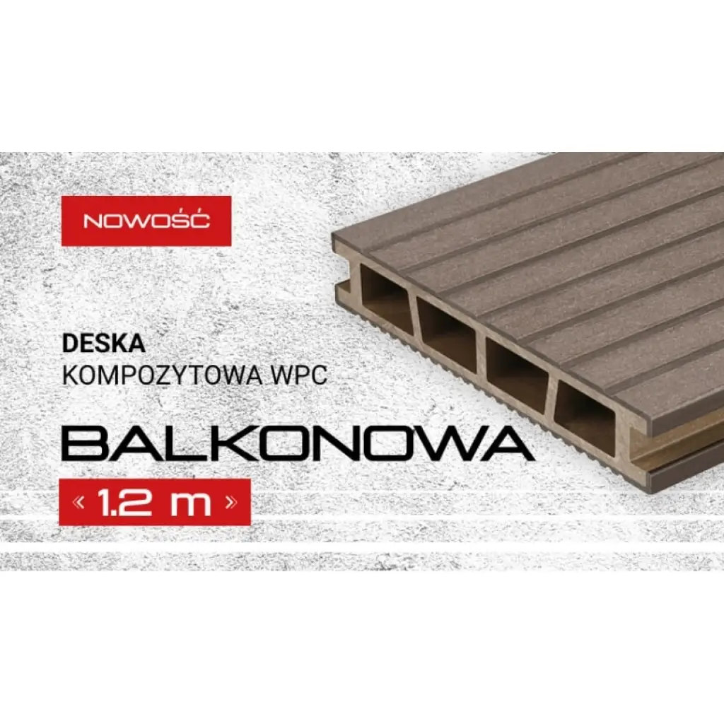 Deska balkonowa tarasowa dwustronna WPC szczotkowana Czarny 1,2m 25 mm, BD1T02, Deska balkonowa tarasowa, Deska balkonowa WPC, Bergdeck
