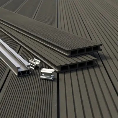 Deska balkonowa tarasowa dwustronna WPC szczotkowana Czarny 1,2m 25 mm, BD1T02