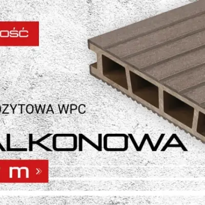 Deska balkonowa tarasowa dwustronna WPC szczotkowana Orzech 1,2m 25 mm, BD1T03