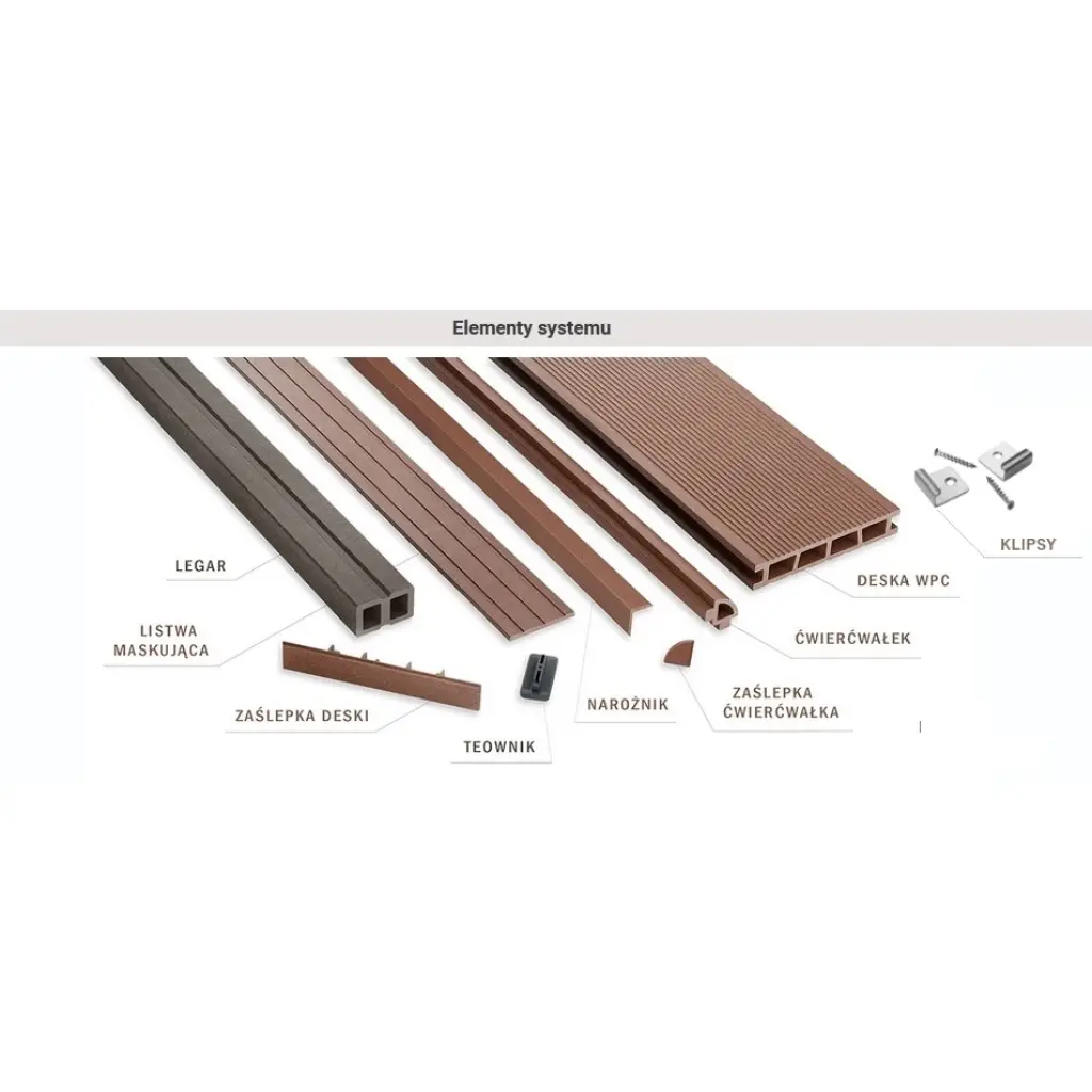 Deska balkonowa tarasowa dwustronna WPC szczotkowana Kasztan 1,2m 25 mm, BD1T04, Deska balkonowa tarasowa, Deska balkonowa WPC, Bergdeck