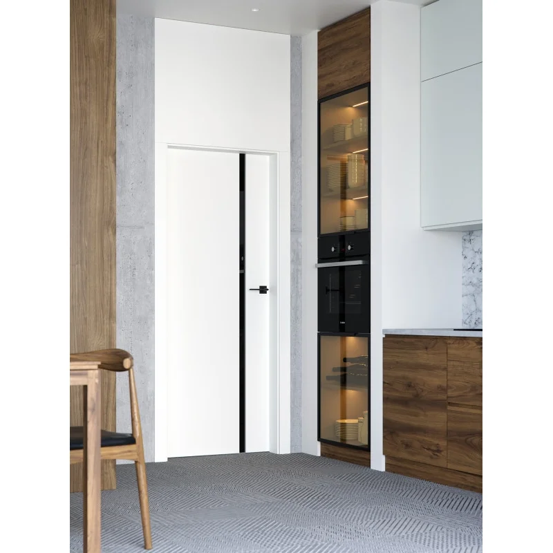 Drzwi Porta Focus 4.A z czarną szybą przylgowe lewe 80 cm 