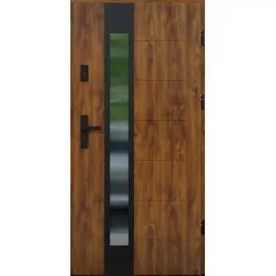 Drzwi zewnętrzne z ościeżnicą Vento 13B Dąb złoty Prawe 90cm CZYSTE POWIETRZE, 5903325284689