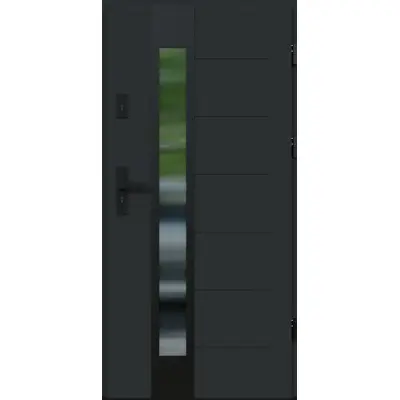 Drzwi zewnętrzne z ościeżnicą  Vento 13B Antracyt Prawe 90cm CZYSTE POWIETRZE, 5903325284641