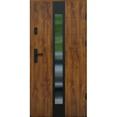 Drzwi zewnętrzne z ościeżnicą Vento 13 Dąb złoty Prawe 90cm CZYSTE POWIETRZE, 5903325284528
