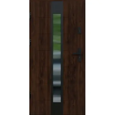 Drzwi zewnętrzne z ościeżnicą Vento 13 Orzech Lewe 90cm CZYSTE POWIETRZE, 5903325284559