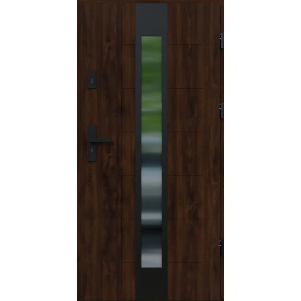 Drzwi zewnętrzne z ościeżnicą Vento 13 Orzech Prawe 90cm CZYSTE POWIETRZE, 5903325284566, Drzwi zewnętrzne, Vento, KR CENTER