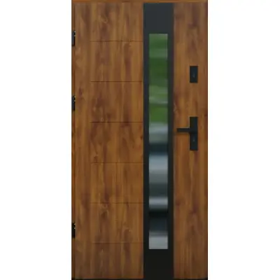 Drzwi zewnętrzne z ościeżnicą Vento 13B Dąb złoty Lewe 90cm CZYSTE POWIETRZE, 5903325284672