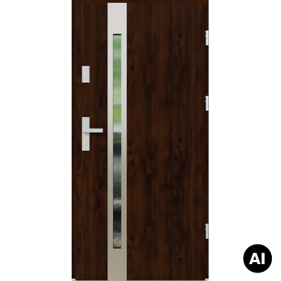 Drzwi zewnętrzne z ościeżnicą Otello 12B Orzech Prawe 90cm CZYSTE POWIETRZE, 5903324179375