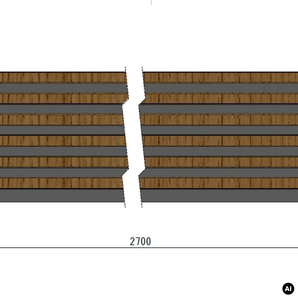 Lamele Panel lamelowy na filcu dąb jasny 2700 x 308 mm, 53615641103, Lamele, Woodline, Marbet Design