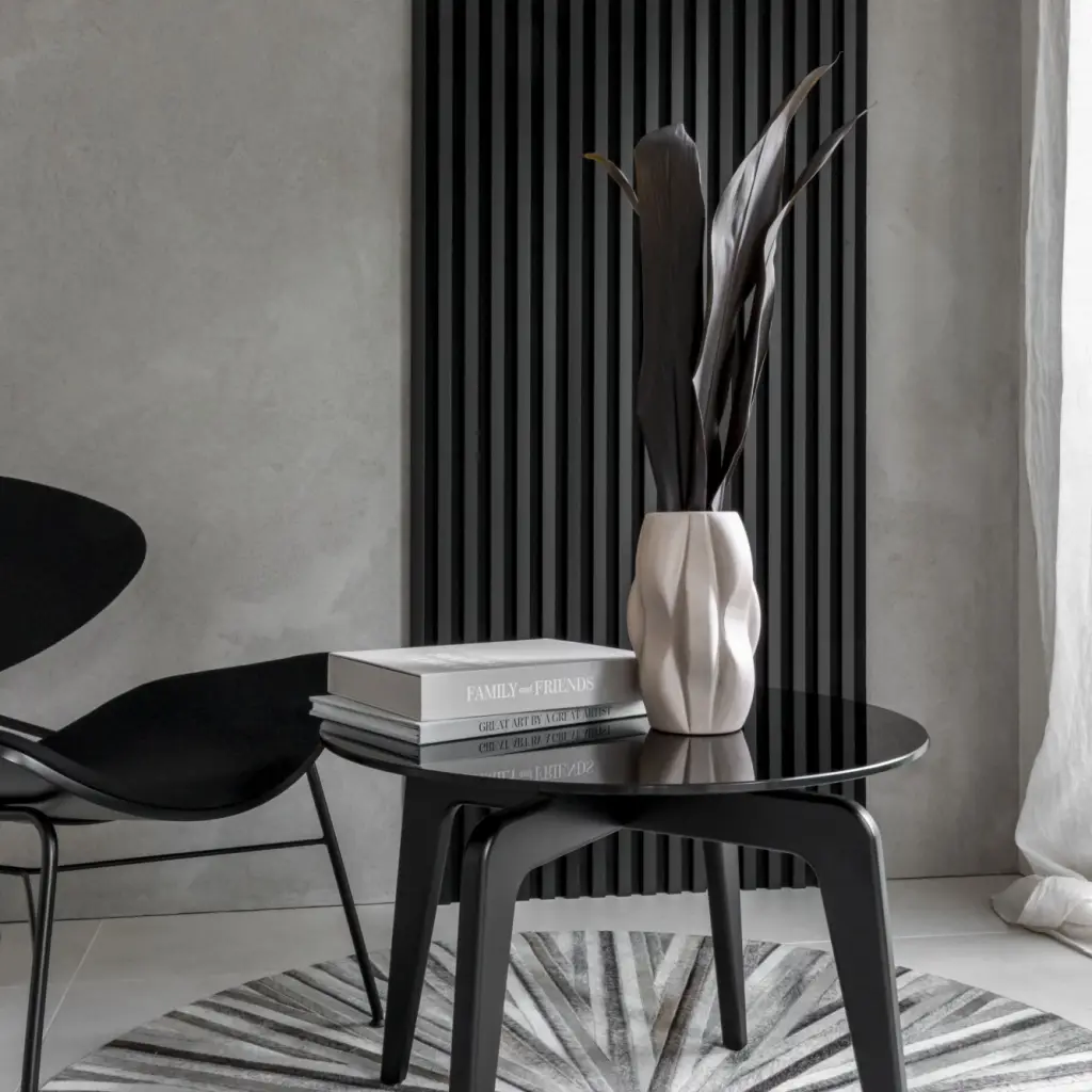 Lamele Panel lamelowy na filcu czarny mat 2700  x 408 mm, 53615642101, Lamele, Woodline, Marbet Design