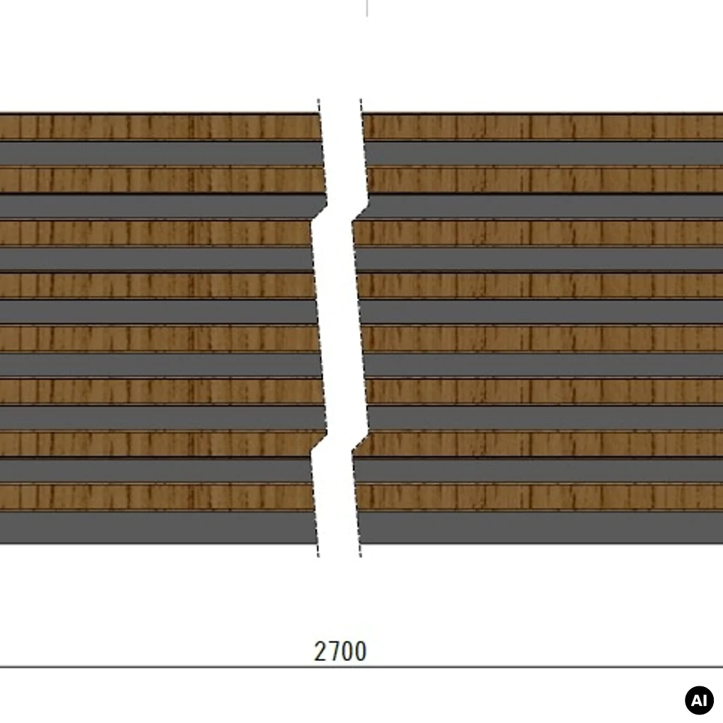 Lamele Panel lamelowy na filcu dąb sonoma 2700 x 408 mm, 53615642102, Lamele, Woodline, Marbet Design
