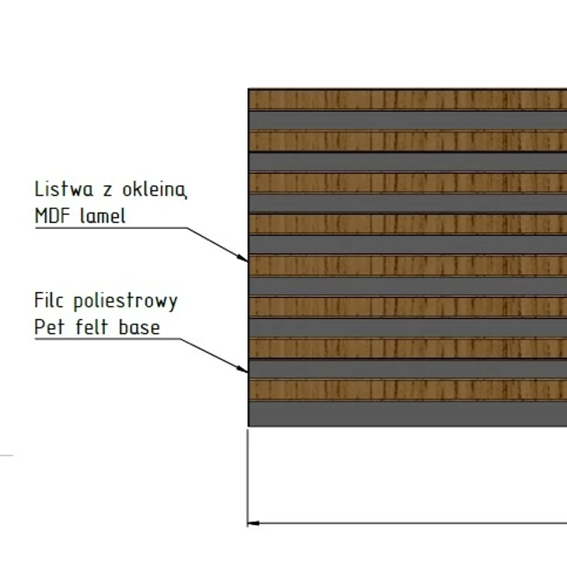 Lamele Panel lamelowy na filcu dąb ciemny 2700 x 408 mm, 53