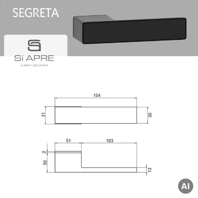 Klamka z ukrytym zamkiem Segreta Czarna, 5907609715142