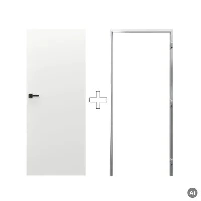 Zestaw Drzwi ukryte + Ościeżnica Porta HIDE Bezprzylgowe (otwierane na zewnątrz) Prawe 80cm płyta, SPA1110P08LBP0A7V0O000, OPA100LP080000AN300000